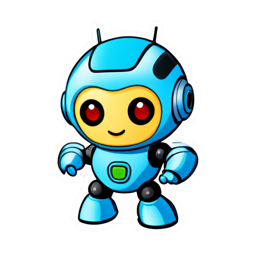 Generate an svg icon, which describes an cartoon robot choosing function selections，and highlights the selected actions. - icon | sticker