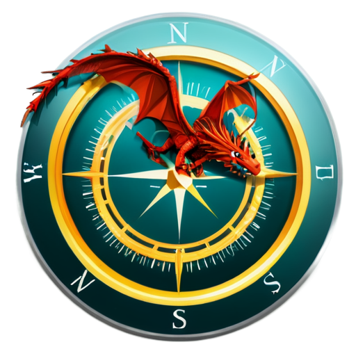 dragon compass icon pointing north - icon | sticker