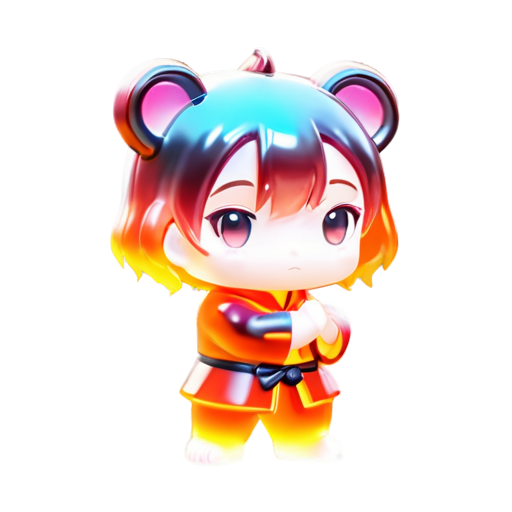 Fire in bear's hand , kung fu anime style - icon | sticker