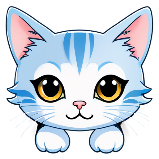 cat with eyes forms fish - icon | sticker