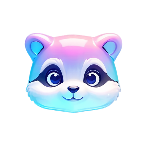 racoon head smiling, flat style - icon | sticker