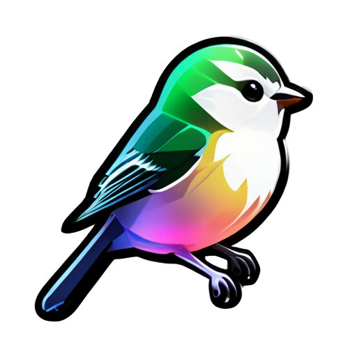 business icon simple green bird pop Long-tailed-Tit - icon | sticker