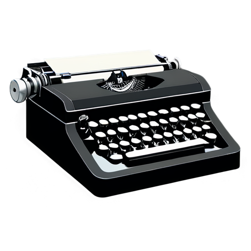 a typewriter on a dark background. The logo should be clean and modern, using simple lines and shapes. Include a subtle use of light and neutral colors to contrast with the dark background. The design should convey professionalism, simplicity, and a touch of vintage charm with the typewriter element - icon | sticker