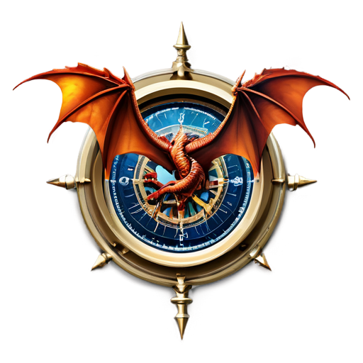 dragon compass icon pointing north - icon | sticker