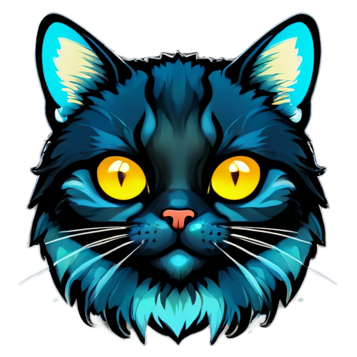 cat face futuristic colorful - icon | sticker