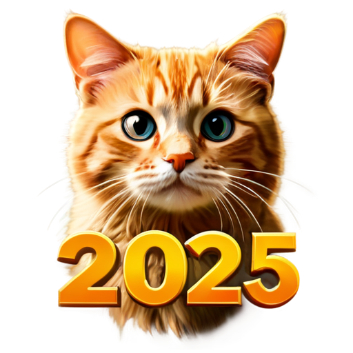 icon for a New Year's 2025 competition with a cat - icon | sticker