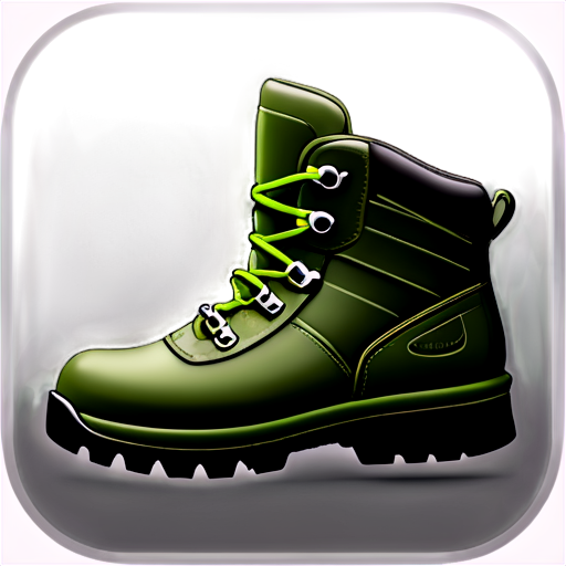 dark green hiking boot for app icon, minimalistic, with dark background - icon | sticker