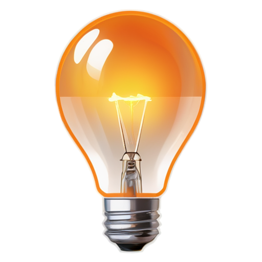 hot air balloon that looks like a vintage light bulb. The light bulb has an illuminated element in the middle that is in the shape of an AI SPARK icon in orange - icon | sticker