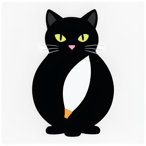 cat with pencil black cat logo - icon | sticker