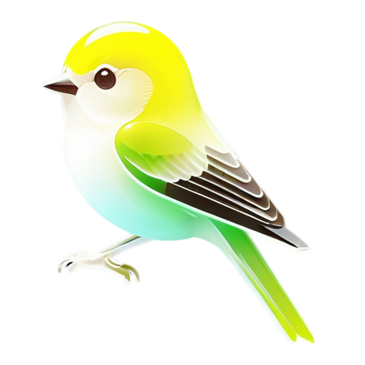 business icon simple green bird pop Long-tailed-Tit color-simple deformed - icon | sticker