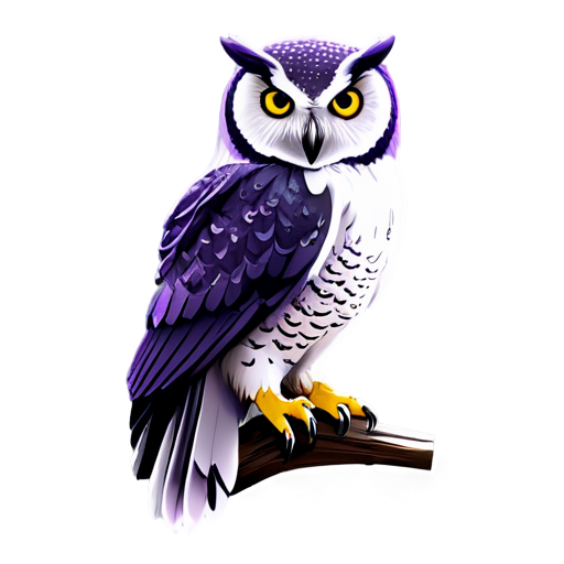 Full body owl icon that can be used for a product icon. With feathers and purple in color - icon | sticker