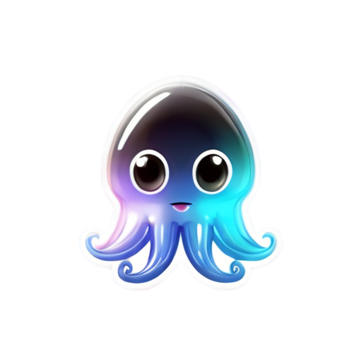 a naturalistic squid, colored, with cartoon eyes. - icon | sticker