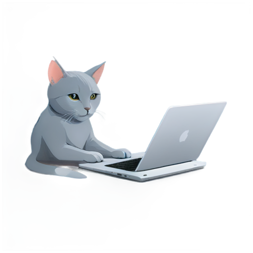 A gray cat, without fur, is warming itself while lying on an open laptop. A girl sits next to her and drinks coffee. - icon | sticker