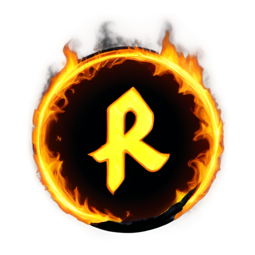 A rune on fire circle around it - icon | sticker