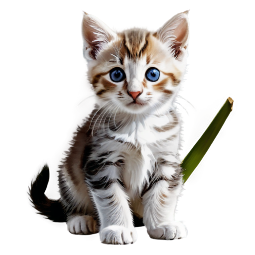 A portrait of a kitten mixed with sugar cane - icon | sticker