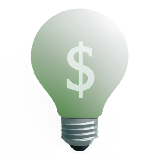 a paper dollar bill wrapped around a light bulb that is blocking some of the light - icon | sticker