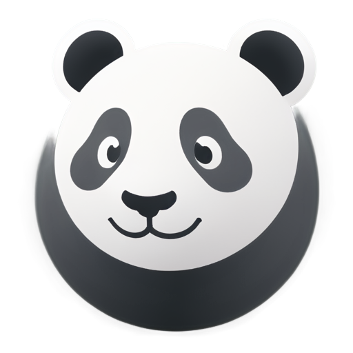 A pandas face, super simplistic, grey and white, modern logo - icon | sticker