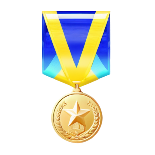 gold medal with distinction for donation for the benefit of the army of Ukraine - icon | sticker