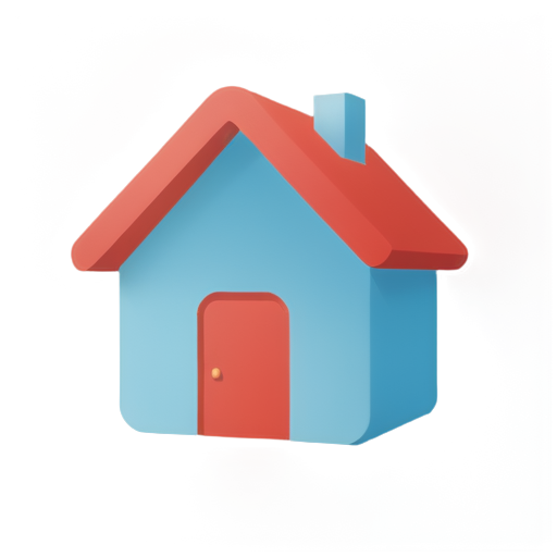 Generate a beautiful flat 2D icon with: soft colorful background with no shadows foreground in the shape of a house to represent a smart device control app, in Material 2.0 style, in simple lines, few basic colors, white letter "Y" in a small red circle inside the house on the top right, saturated color to attract attention. - icon | sticker