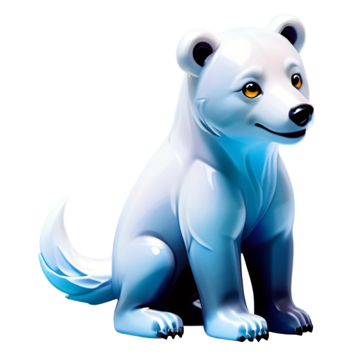 hybrid polar bear-wolf hybrid, with wolf waywing tail, pointy ears, with full body, side view, yellow eyes, polar bear legs, with opened jaws, stand on back legs, opposite fjord, predatory and harsh, lustful and playful - icon | sticker