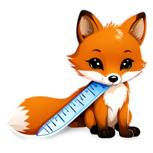 Fox with ruler - icon | sticker