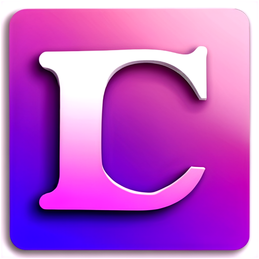 White symmetric letter "C" with a pink-purple gradient background - icon | sticker