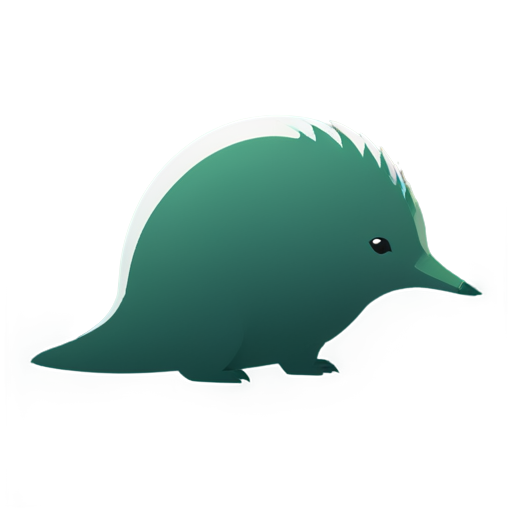 Australian echidna, the tongue is laconically and creatively combined with the attachment for the sorting robot, minimalist style, no fill, dark green gradient lines, white background, logo in a circle, - icon | sticker