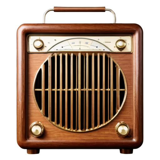 vinatge radio with speaker grille and tuning bands - icon | sticker