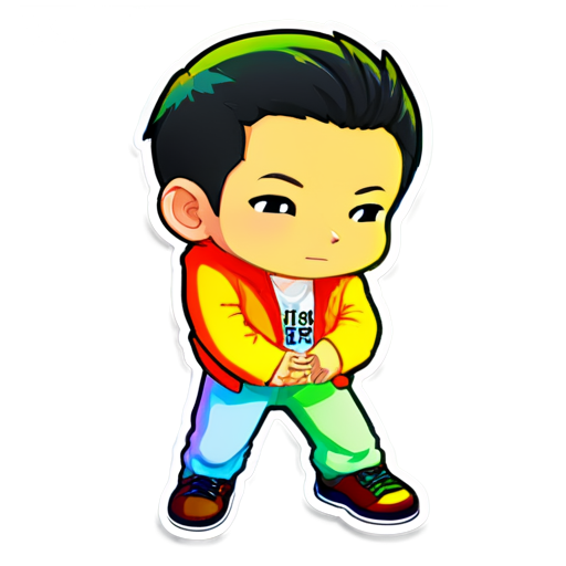 The man is bent forward, with the words "GOD SHOW style" written above him in rainbow colors. - icon | sticker