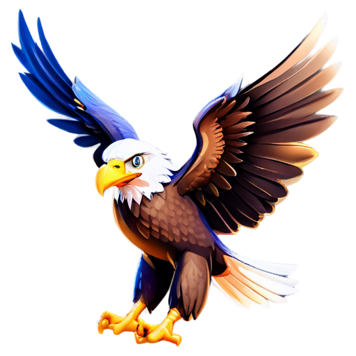 Cute Eagle soaring mascot. adorable 3D eagle facing forward, expressing joy and excitement. Ideal for children education - icon | sticker