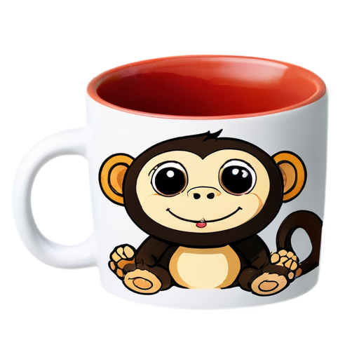 cute mug with a monkey on it - icon | sticker