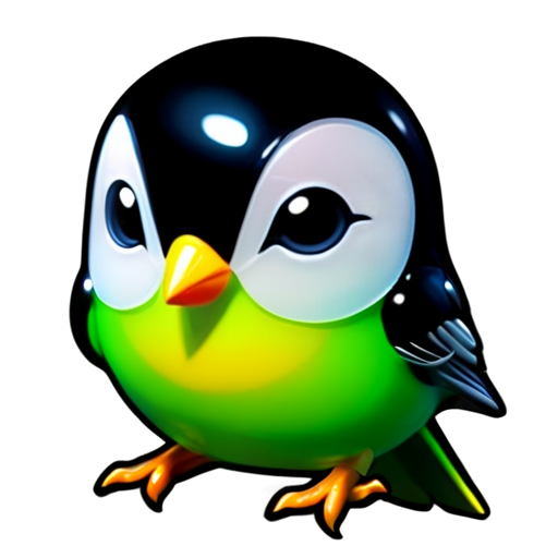 business icon simple green bird pop Long-tailed-Tit color-simple deformed right-face - icon | sticker