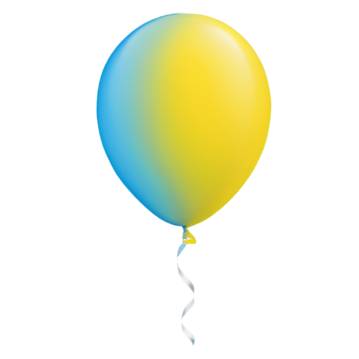 blue and yellow balloon with a ribbon, transparent png style - icon | sticker