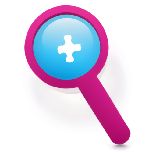 create a picture for the channel about benchmarking and product design you can use a magnifying glass, puzzles, pink color - icon | sticker