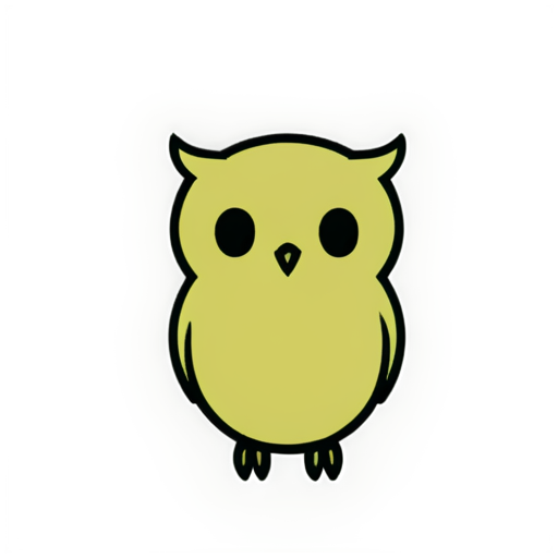 owls head, simple, smiling, child, cute, one-line, 5 colors - icon | sticker