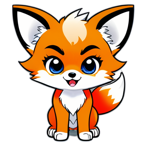 Angry anime chibi with cute little fox ears - icon | sticker