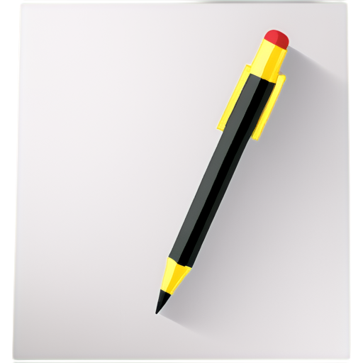 Create a minimalist icon of a single sheet of paper with a slight fold at the bottom right corner. Include a small, simple pen nib in the bottom corner, emphasizing document creation. Use clean lines and a consistent stroke width. - icon | sticker