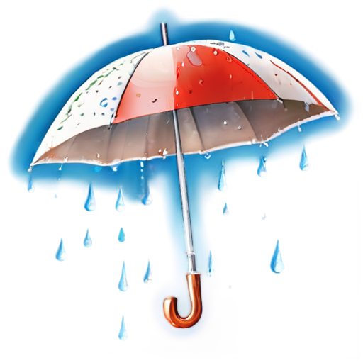 rainy day, drops, umbrella, clouds - icon | sticker