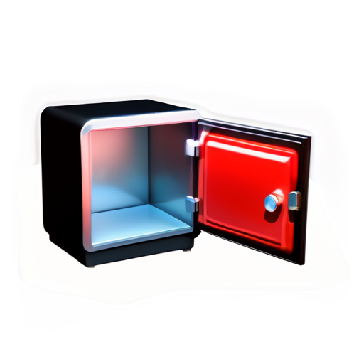 vault safe with glass door and red box inside - icon | sticker