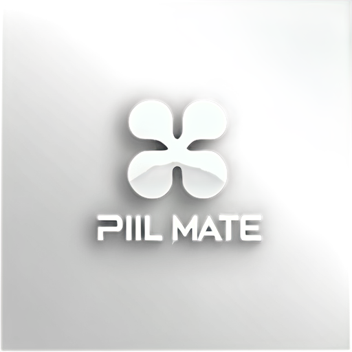 Pill Mate modern logo, minimalistic design. Improve health and wellbeing with supplements. A premium brand like Apple or Tesla or Rolex. black and white. luxury brand. fractal geometry. 2050 year - icon | sticker