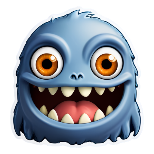 3d rock monster face - icon | sticker