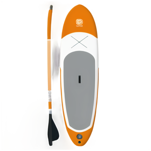 Sup board orange white with paddle - icon | sticker