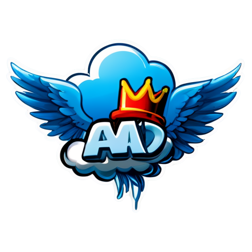 A cloud with the word Ad on it, wings, and king hat with a wrench on it. - icon | sticker