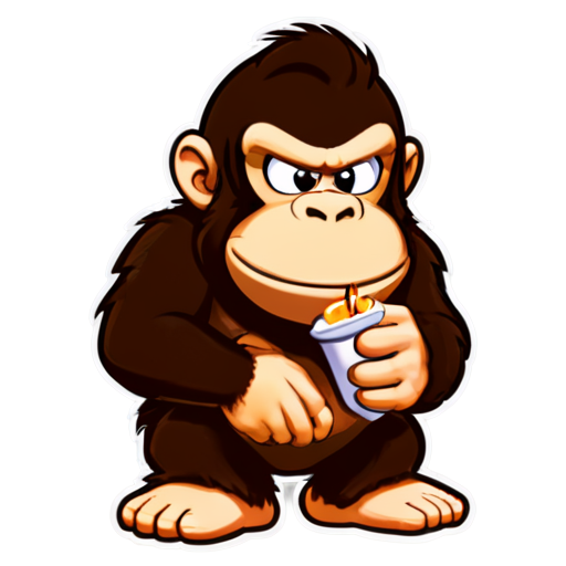 donkey kong smoking sigar - icon | sticker