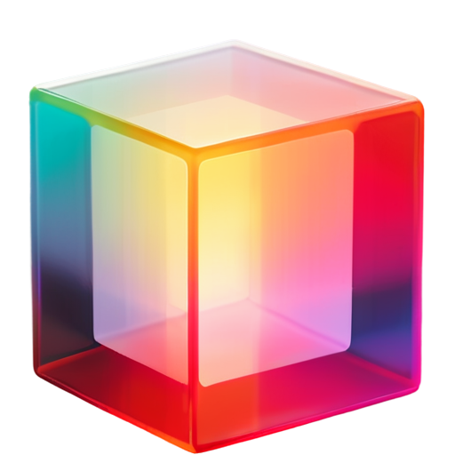 A colorful cube with a transparent texture. One vertex of the cube is in the center of the picture, making the entire graphic look like a regular hexagon. To be suitable for use as a software logo, the entire picture must be symmetrical to the center. - icon | sticker