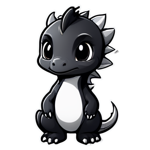 Dragon, black and white color only/ - icon | sticker