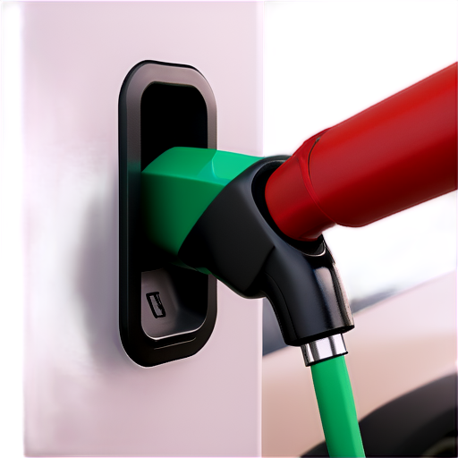 A rusty gas pump nozzle struggling to fit into a sleek, modern electric car charging port. - icon | sticker