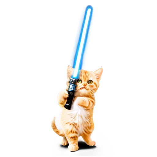 Cat with light saber - icon | sticker