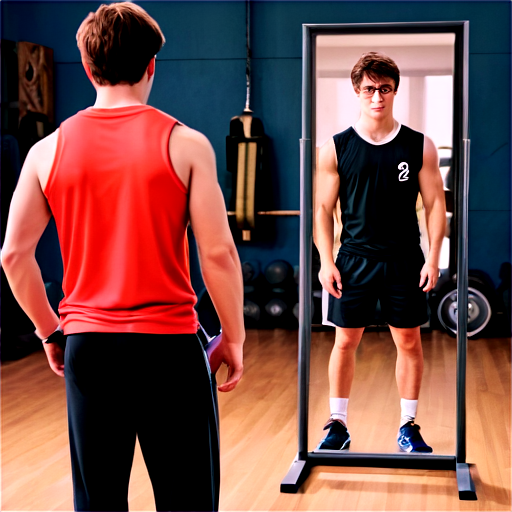 Harry Potter in the gym in front of the mirror is very sad - icon | sticker