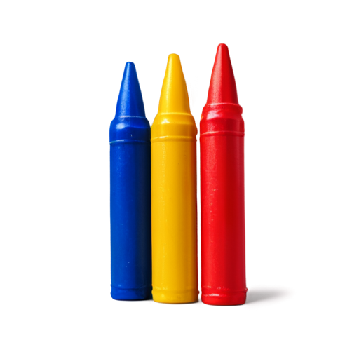 vivid real red, blue, and yellow crayons - icon | sticker